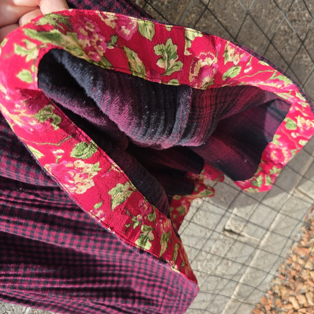 April Cornell Cabincore Modern Prarie Plaid Dress in Red and Black - Picture 7 of 8